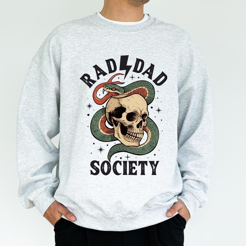 Rad Dad Society Sweatshirt, New Daddy Crewneck, Cool Dad Club Sweater, Best Father Tops,  Dad of Girls Pullover, Classic...