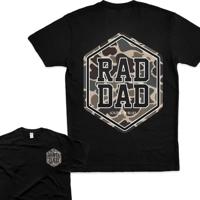 Rad Dad T-Shirt - Bold Camo Graphic for Trendy Dads Top Hoodie, Sweatshirt | HypeCrazeTee.com