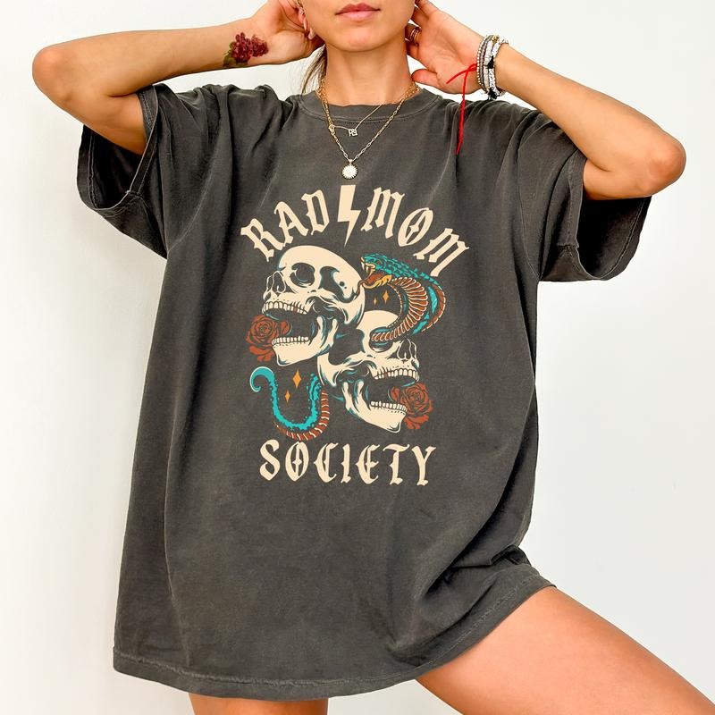 Rad Mom Society Shirt Comfort Colors Shirt, Cool Mommy Club Tee, Vintage Skull Mom T-shirt, Mom of Boys Outfits, Gift For...