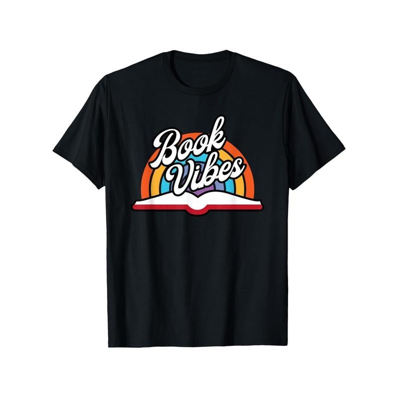 Rainbow Book Retro Book Lover'S Cotton Perfect Readers & Casual Round Neck Short Sleeves Machine Washable Black Made USA T-Shirts, Hoodie, Sweatshirt