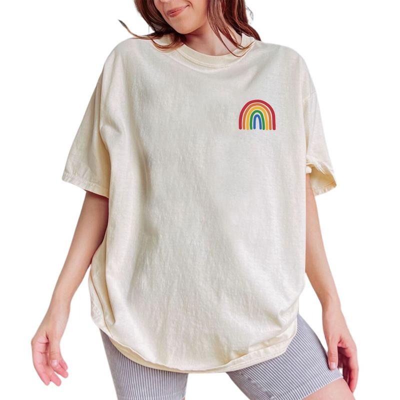 Rainbow Shirt LGBTQ Printed Pride Month Unhinged Shirt Pride Rainbow Flag Human Rights Shirt Transgender Comfy Fabric Top Womenswear Cotton Fabric Relaxed Fit Chic T-Shirts, Hoodie, Sweatshirt
