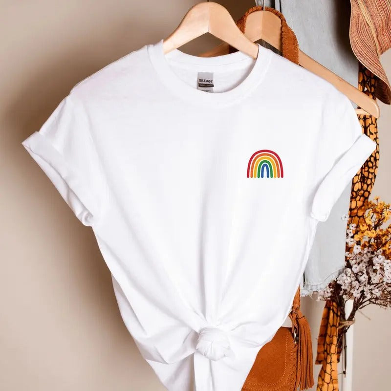 Rainbow T Shirt, Gay Pride Shirt, Rainbow Pocket Tee, LGBTQ Gift, Rainbow Gift, LGBTQ Pride, Gay Pride Rainbow Hoodie,...