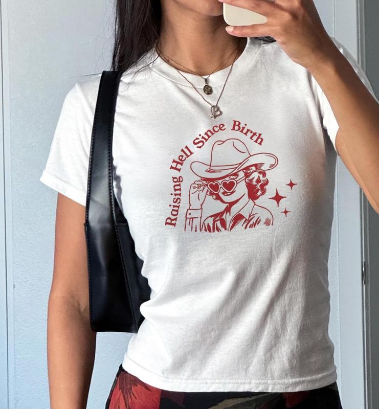 Raising Hell Since Birth Baby Tee, Country Girl Nashville Baby Tee, Western Cowgirl Baby Tee, Cowgirl Tennessee T-Shirt,...