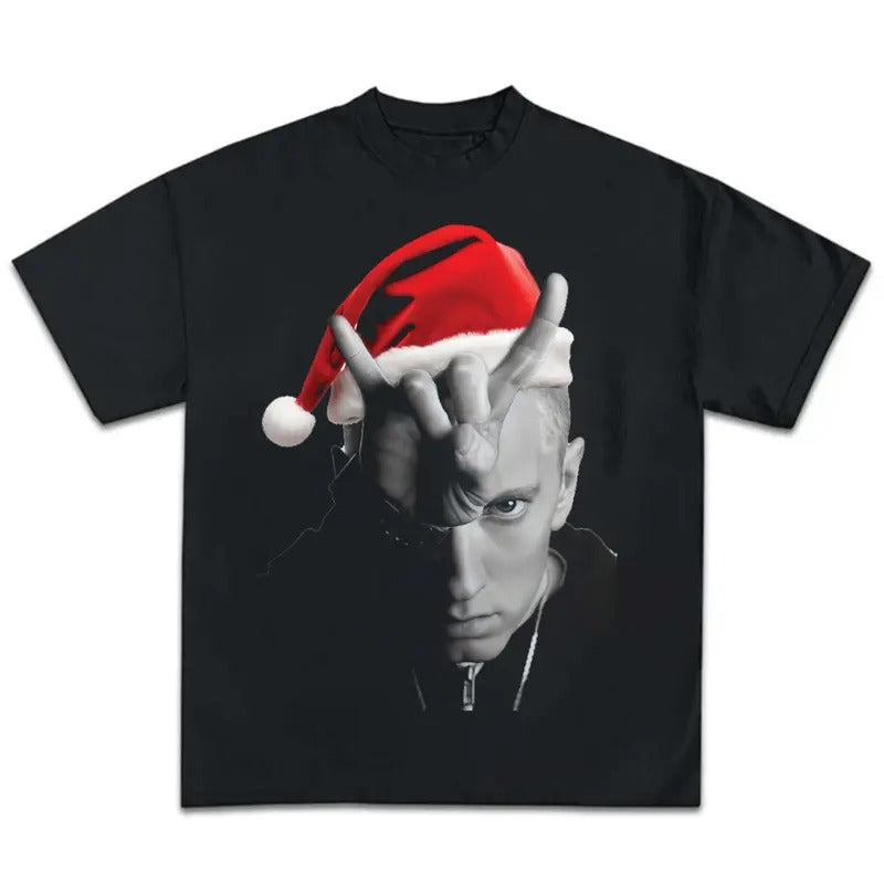 Rap God Santa Slim Shady Graphic Rap Tee Shirt Big Face Emineem Merry Christmas Hoodie, Sweatshirt | HypeCrazeTee.com
