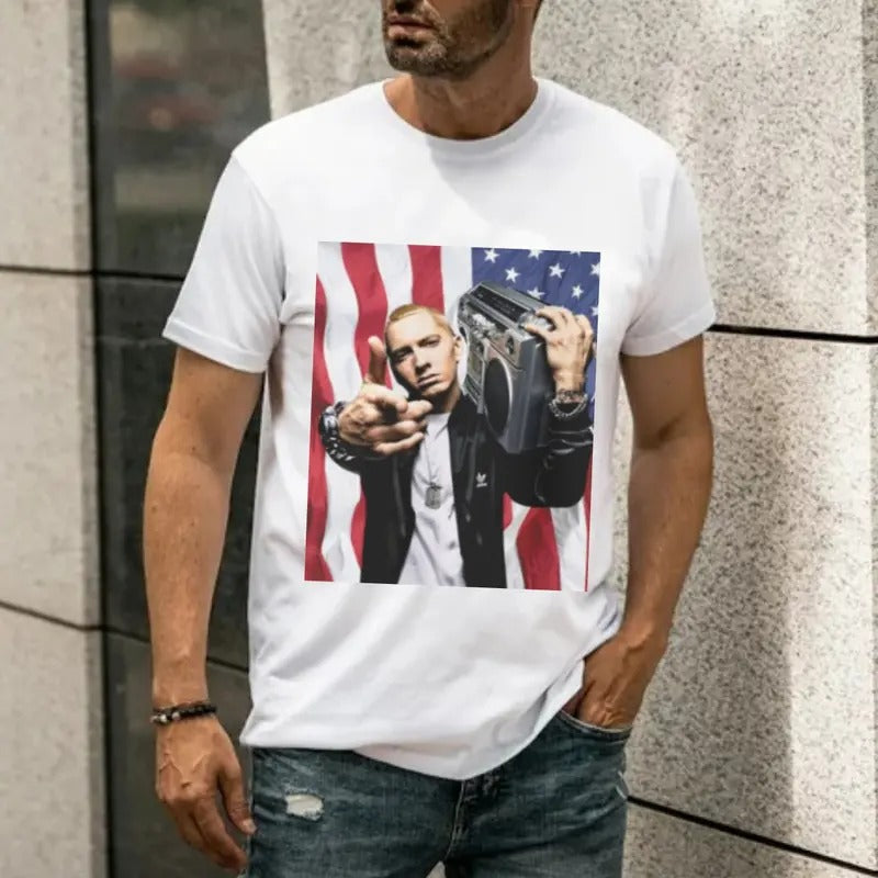 Rap T Shirt, Hip Hop Legend Shirt, Unisex Graphic Tee With American Flag Background, Rap Legend T Shirt, Gift For Fan,...