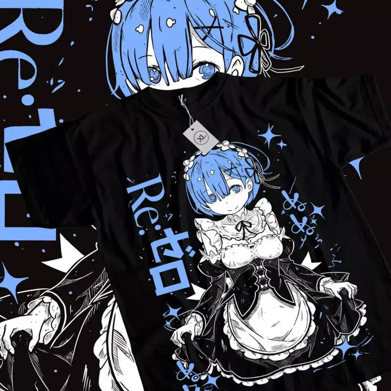 Re Zero Anime T-Shirt & Sweatshirt, Cute Rem Kawaii Waifu Cute Graphic Tee, Anime Manga Lover Gifts Hoodie | HypeCrazeTee.com