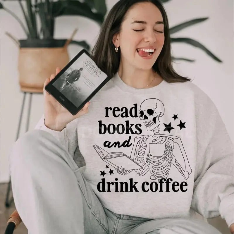 Read Books Drink Coffee Ash Grey Sublimation Sizing Booktok T-Shirts, Hoodie, Sweatshirt