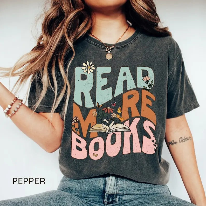 Read More Books Shirt, Book Shirt, Book Lover Tee, Book T-Shirt, Funny Reading Shirt, Book Nerd Tshirt, Librarian Gifts...