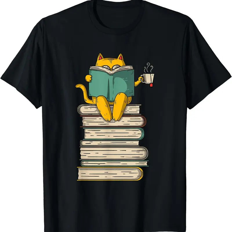 Reading Cat - Funny Book & Tea Lover Gift T-Shirt | Tee for Men & Women | Cotton Hoodie, Sweatshirt | HypeCrazeTee.com