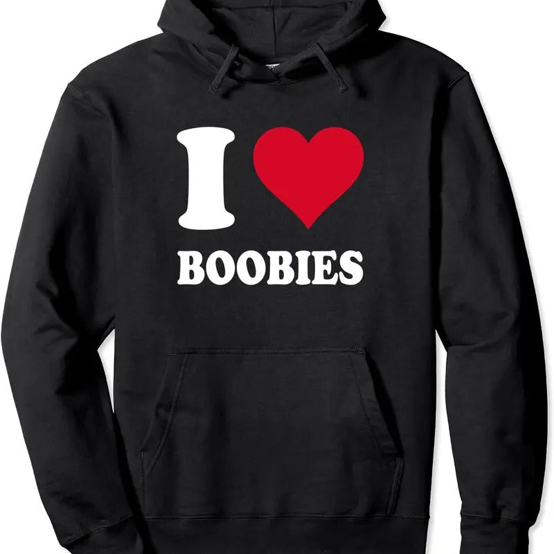 Red Heart I Love Boobies Hoodie | Unisex Hooded Sweatshirt T-Shirts | HypeCrazeTee.com