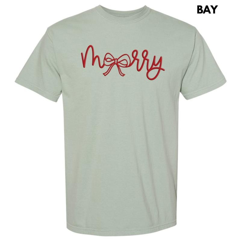 Red Merry Bow PUFF Comfort Colors T-Shirt Hoodie, Sweatshirt | HypeCrazeTee.com