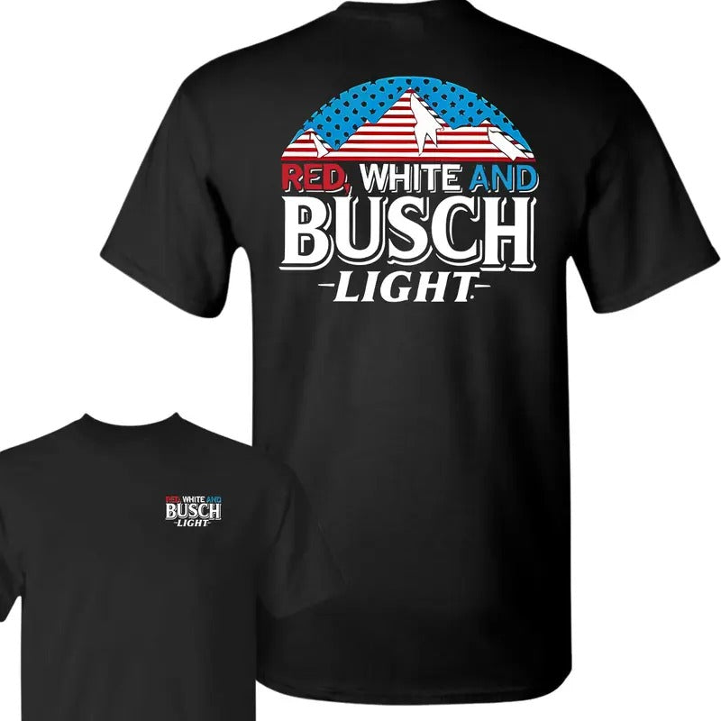 Red White And Busch Light 2 Sided T-Shirt, Summer T-Shirt, Full Color T-Shirt, Unisex T-Shirt, For Men, For Women, Gift...