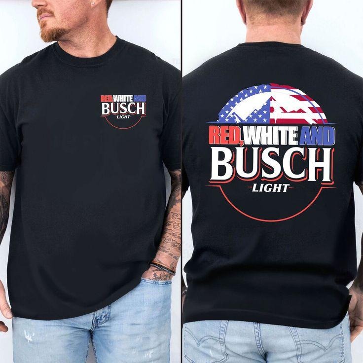 Red White And Busch Light Shirt -  2 Sided Shirt