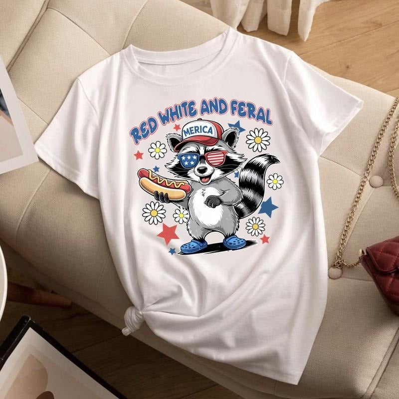 Red White And Feral Fourth Of July T-Shirt, 4th Of July Shirt, Tees For Men And For Women Hoodie, Sweatshirt
