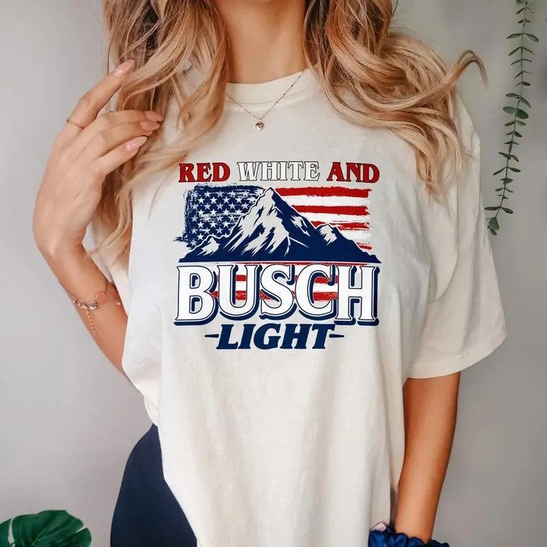 Red White and Busch Light 4th of July Shirt, Independence Day Shirt, 4th of July Party Shirt Hoodie, Sweatshirt