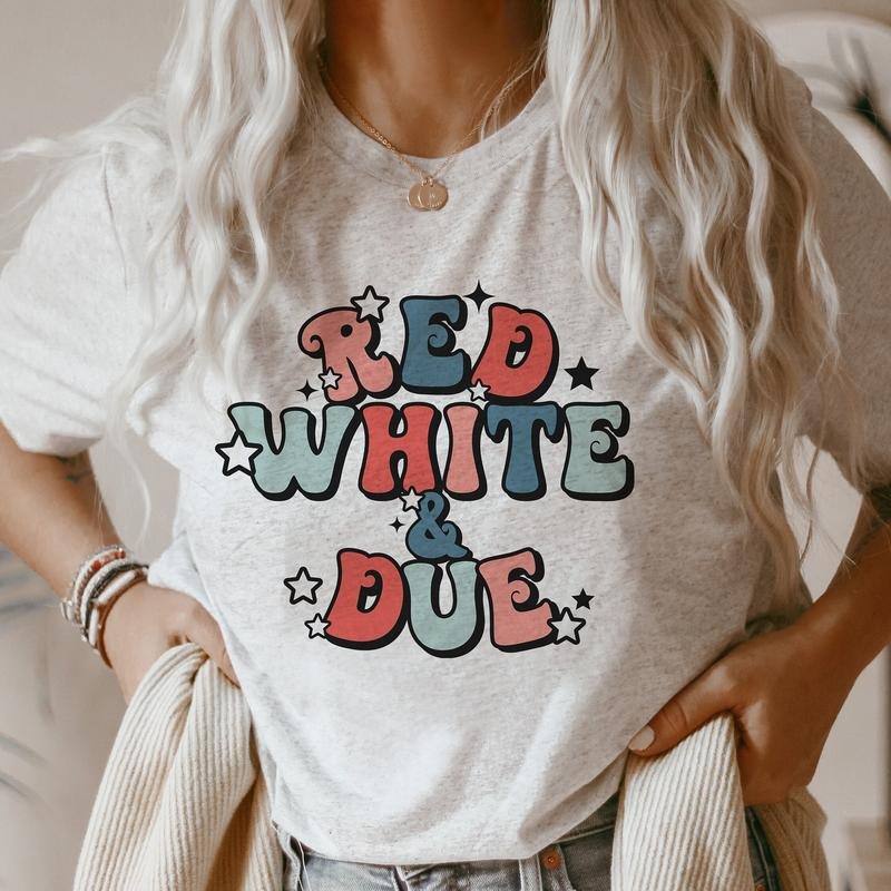 Red White and Due Shirt 4th of July Pregnancy Announcement Shirt Summer Baby Announcement Fourth of july maternity shirt...