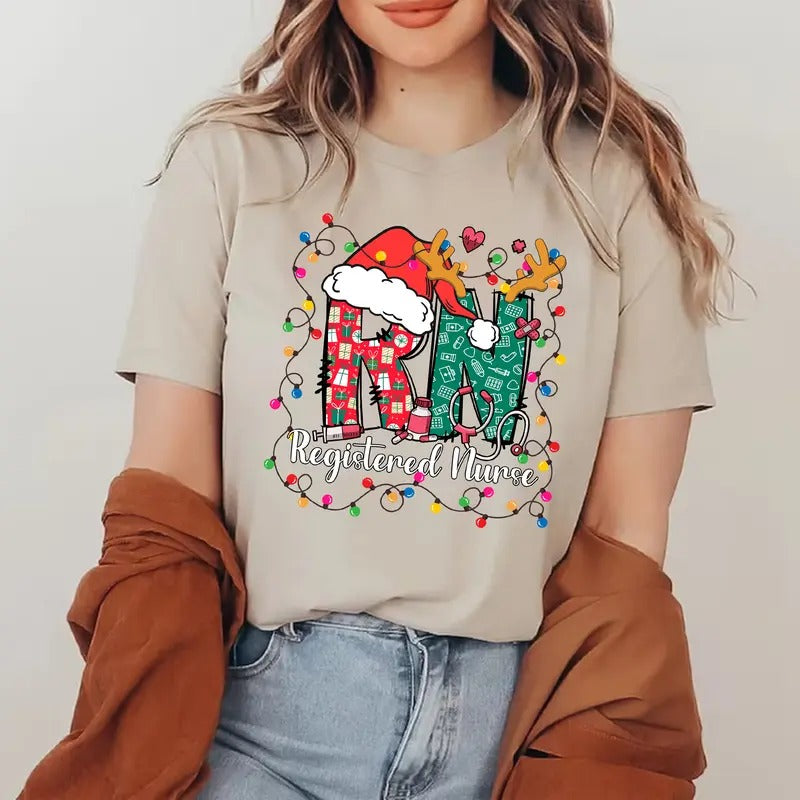 Registered Nurse Christmas T-shirt for Women, Christmas RN Shirt, Holiday Nursing Tee, Christmas Gift for Nurse Hoodie,...
