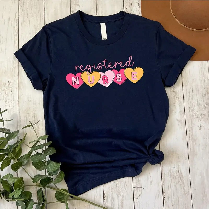 Registered Nurse Heart T-shirt, Valentine RN Shirt, Valentine Gift for Nurse, Cute Nurse Shirt Hoodie, Sweatshirt