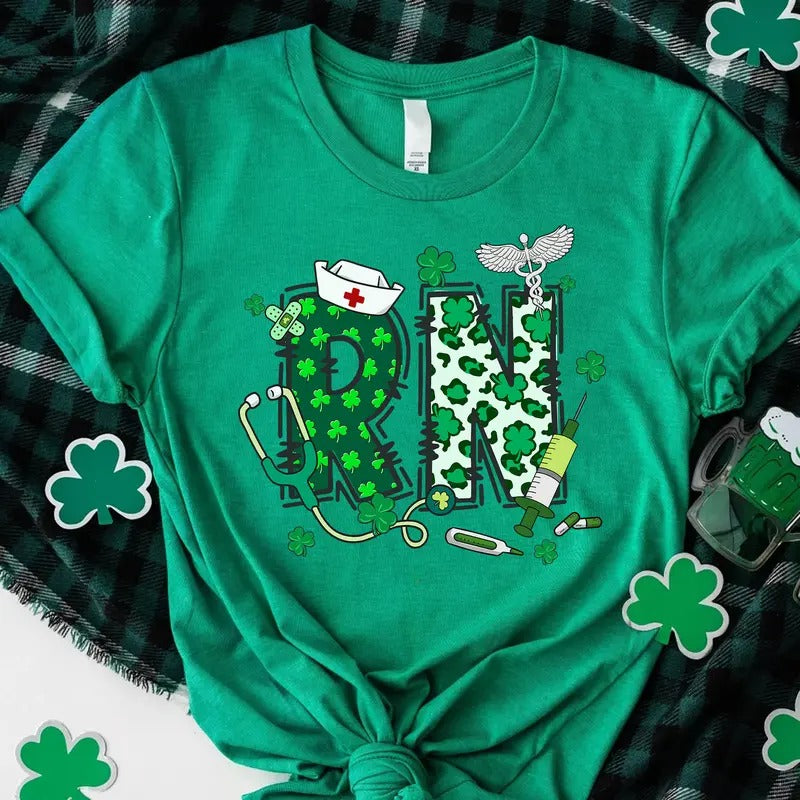 Registered Nurse St. Patrick's Day T-shirt, St Pattys RN Shirt, RN Shamrock Tee, Green Nurse Shirt Hoodie, Sweatshirt