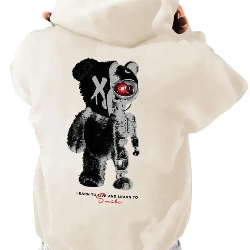 Regular Fit Fashion Casual Breathable Pocket Hooded Sweatshirt Pullover Tops for Daily Outdoor Wear, Men's Cartoon...