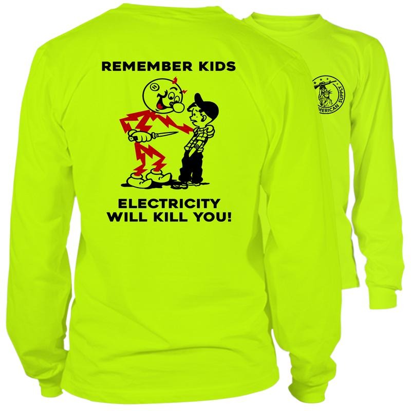 Remember Kids - Long Sleeve High Visibility Work T-Shirt - Cotton Poly Premium Blend