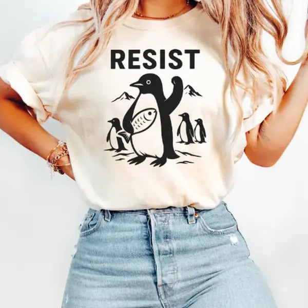 Resist Flippers Up Penguins Shirt, Shirt Resistance Protest, Penguins Against Tariffs , I Stand With Penguins Hoodie,...