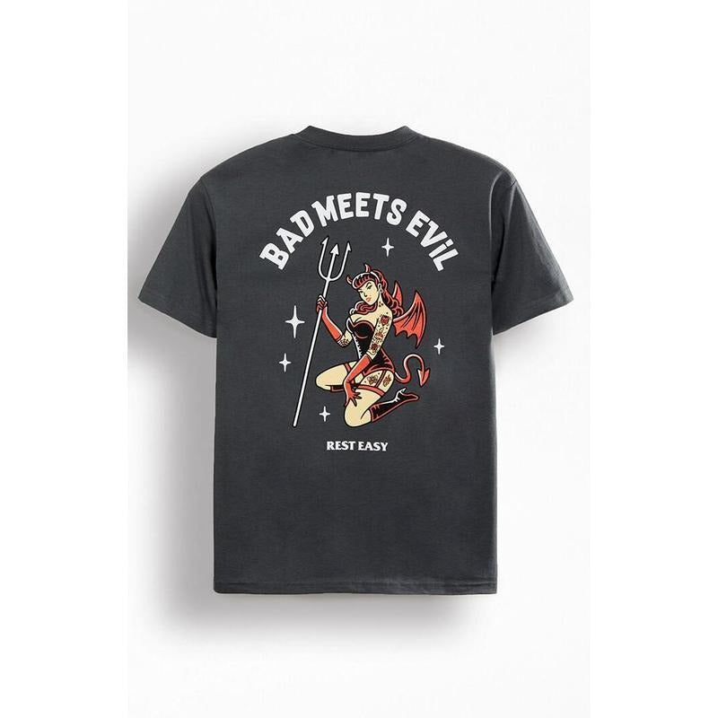 Rest Easy Men's Meet Evil T-Shirt - Multicolor Hoodie, Sweatshirt | HypeCrazeTee.com