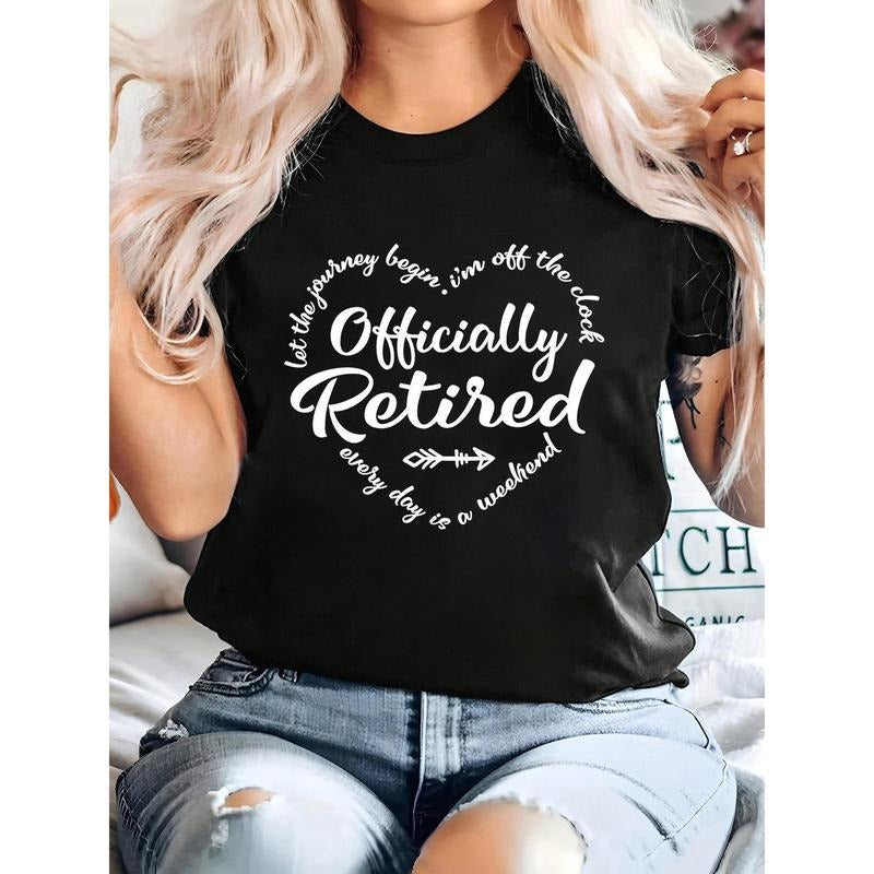 Retirement Celebration Women's T-Shirt - Soft Cotton, Crew Neck, Short Sleeve with Inspirational Love Heart & Letter...