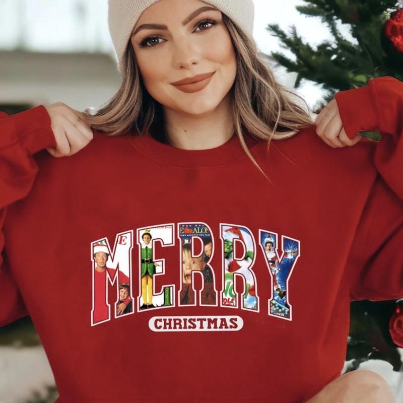 Retro  Merry Christmas 90s Movies Shirt Sweatshirt Hoodie, Xmas Shirt, Holiday Gifts, Perfect Christmas Gift Idea, Casual...
