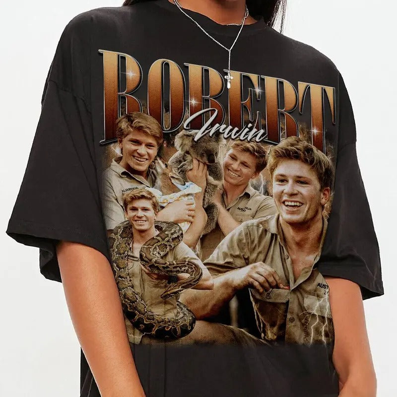 Retro 90s Robert Irwinn Zookeeper Tshirt, Irwinn Fan Gift, Wildlife Photographer women Shirt, Australia Zoo, Unisex Short...