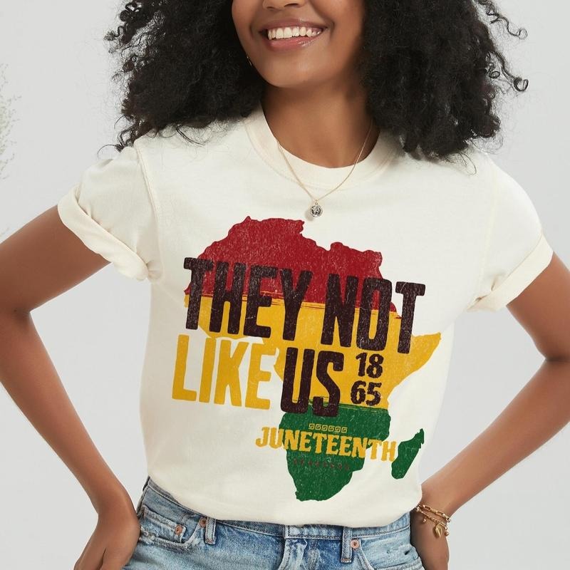 Retro Africa Map They Not Like Us Unisex Tee, Juneteenth 1865 Shirt, Black History Month Gift, African American Pride,...
