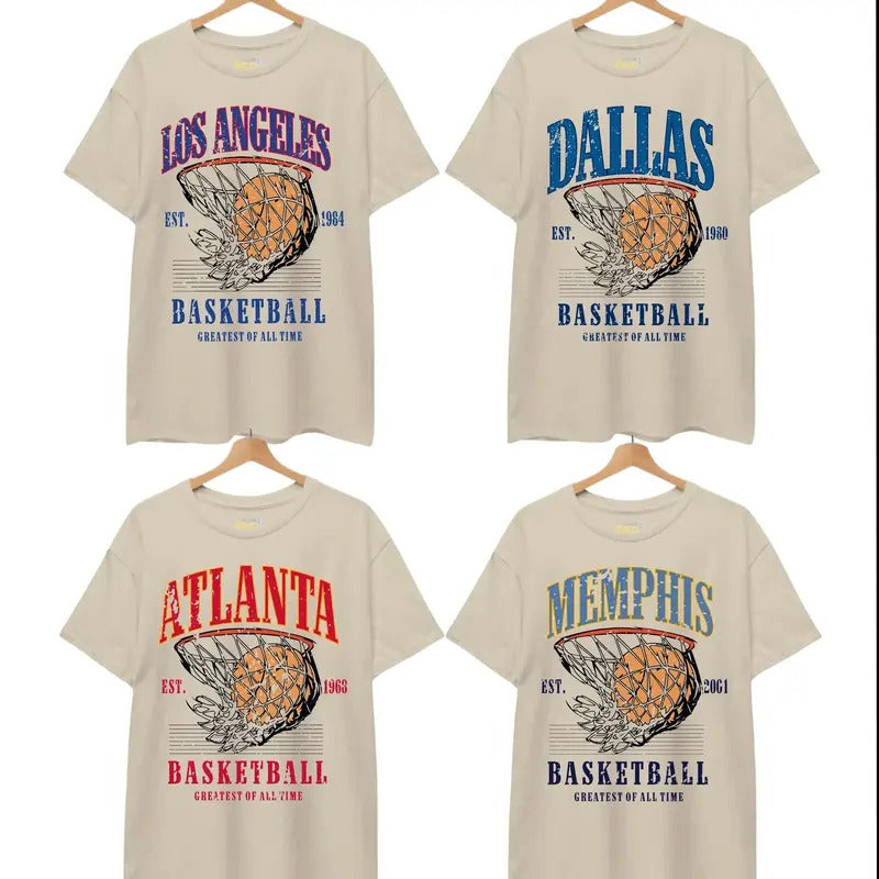 Retro All Teams Basketball Graphic Sand Shirt, Vintage Basketball Shirt, Basketball Vintage Teams Shirt, Vintage...