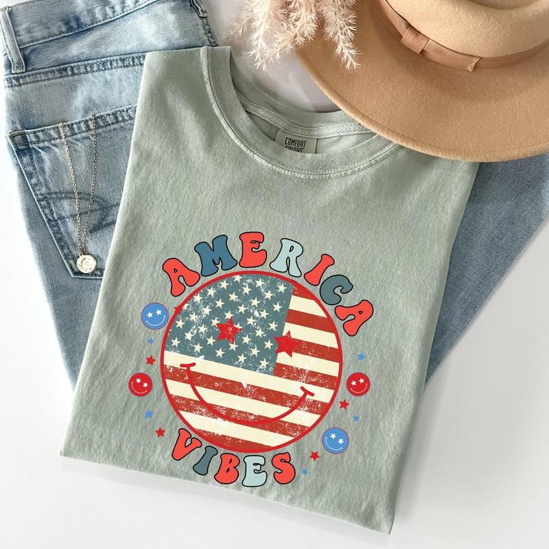 Retro America Patriotic 4th July Crew Neck T-Shirts, Hoodie, Sweatshirt