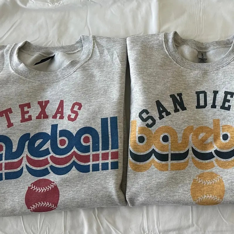 Retro Baseball Sweatshirt 70's Style Baseball Sweatshirt Casual Comfy T-Shirts, Hoodie | HypeCrazeTee.com