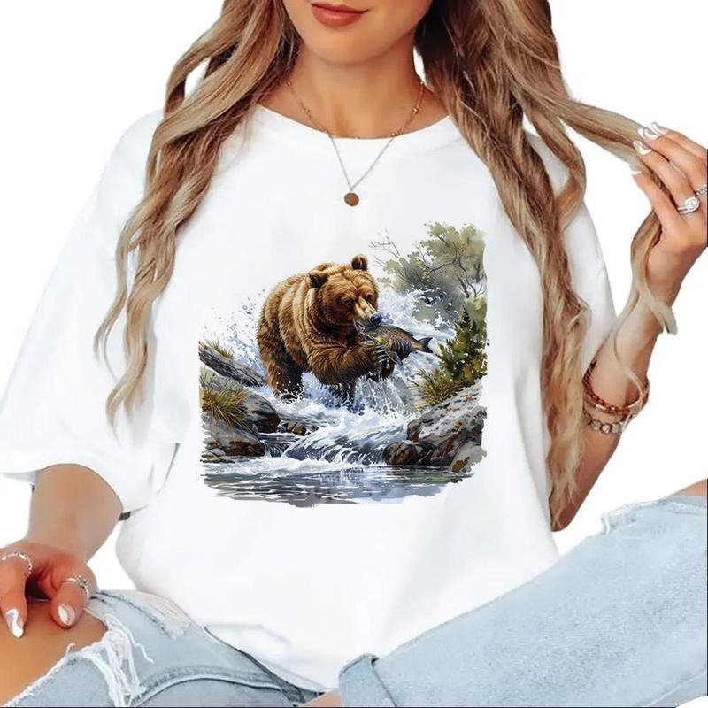 Retro Bear River Fishing Hunting Swimming Bear Hunting Season Unisex Hoodie Sweatshirts Hunting Season and National...