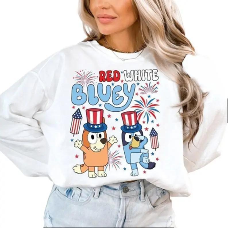 Retro Bluey 4th of July Sweatshirt, Bluey Funny shirt Hoodie | HypeCrazeTee.com