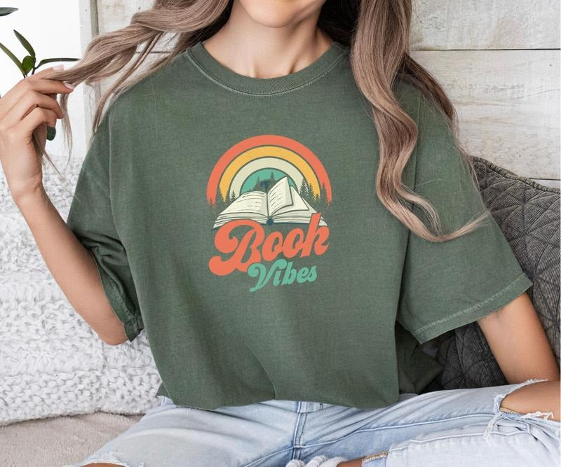 Retro Book Vibes Comfort colors Tee shirt Hoodie, Sweatshirt | HypeCrazeTee.com