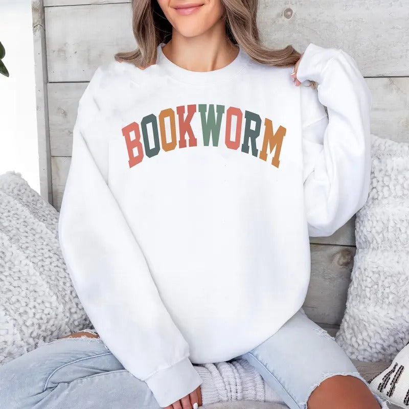 Retro Bookworm Sweatshirt,Teacher Book Sweatshirt,Reading Shirt, ESL Teacher Sweatshirt, Cute Teacher Reading...