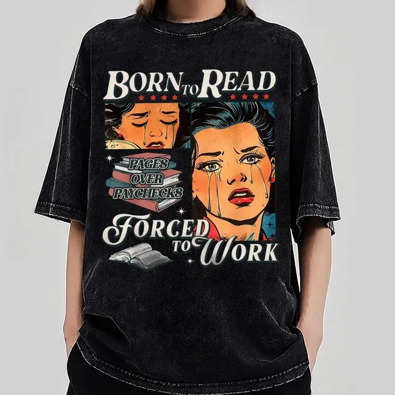 Retro Born To Read Bookish Shirt , Funny Reader Book Addict shirt, Spicy Books shirt, Aesthetic Womens shirt, Smut shirt...