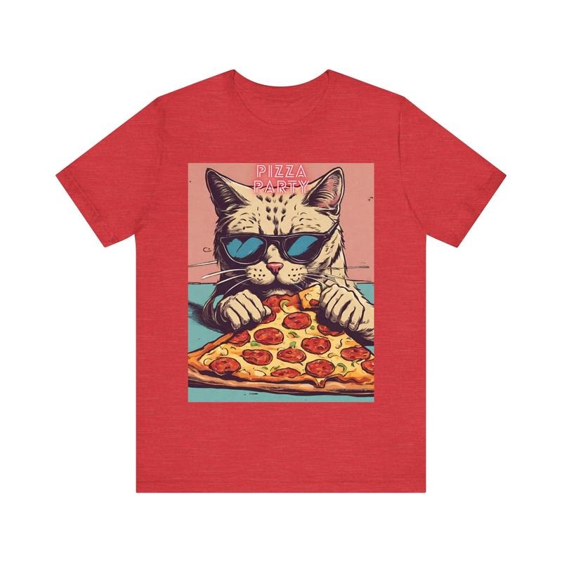 Retro Cat Retro Pizza Party Retro Cat Lover Shirt Cat With Glasses Shirt Neon Retro Cat Shirt Unisex Retro Pizza Lover...