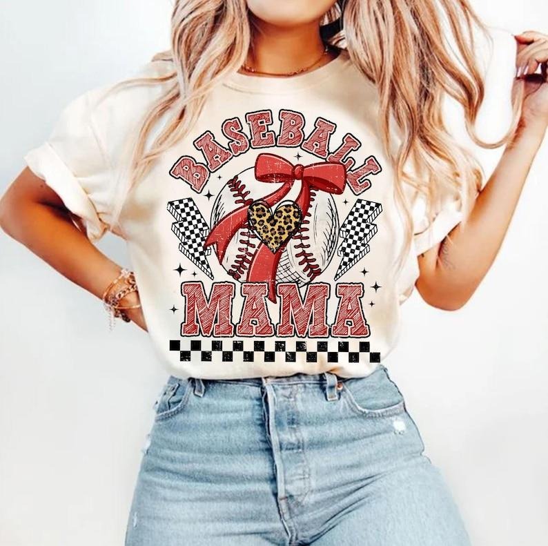 Retro Checkered Baseball Mama, Coquette, Game Day Tshirt Hoodie, Sweatshirt | HypeCrazeTee.com