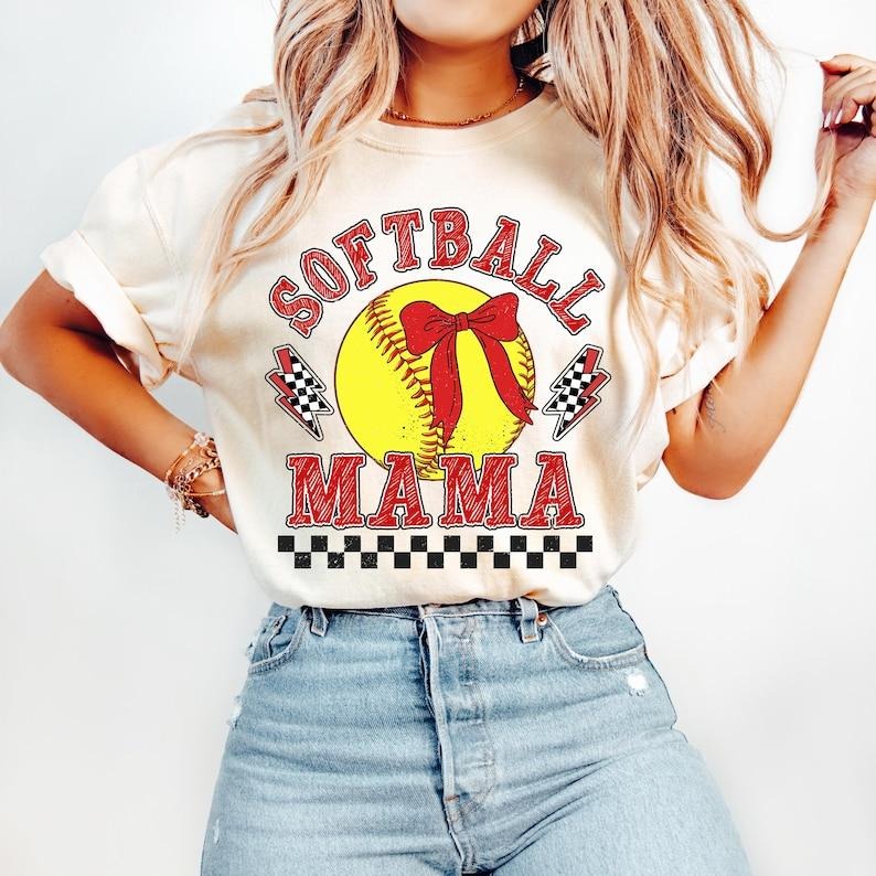 Retro Checkered Softball Mama Coquette Game Day Softball Softball Mom Softball Coquette Shirt Softball T-Shirts, Hoodie, Sweatshirt
