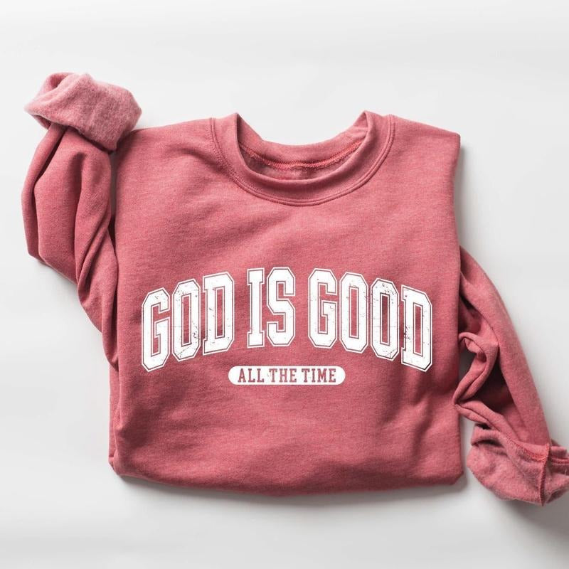 Retro Christian Sweatshirt, God Is Good All The Time, Christian Christmas Shirt, Faith Sweatshirt, Womens Christian Gift,...