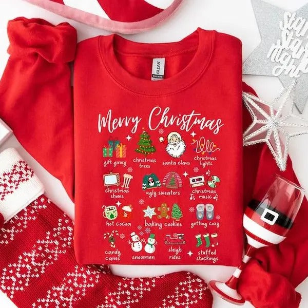 Retro Christmas Sweatshirt, Holiday Sweater, Cute Christmas Sweatshirt, Christmas D00dles Gift T-Shirts, Hoodie