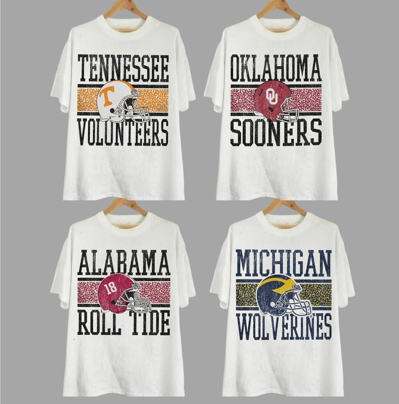 Retro College Football NCAA White T-shirt, Vintage T-shirt All Teams NCAA, Classic Sport T-shirt, Gifts For Sport, Gift...