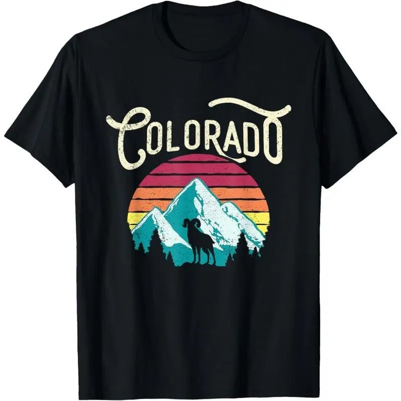 Retro Colorado CO Mountains Wildlife Bighorn Sheep T-Shirt T-Shirt Made in USA Hoodie, Sweatshirt | HypeCrazeTee.com