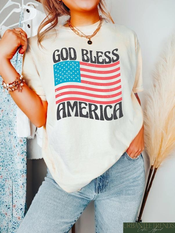 Retro Comfort God Bless America Shirt, Independence Day Tshirt, Fourth Of July Shirt, 4th Of July Gifts, Patriotic...