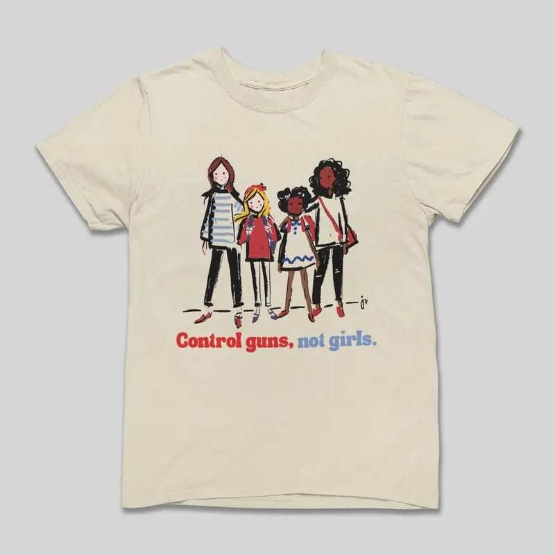 Retro Control Guns Not Girls Unisex T-Shirt, Harris Walz 2024 Shirt, Kamala Shirt Hoodie, Sweatshirt | HypeCrazeTee.com