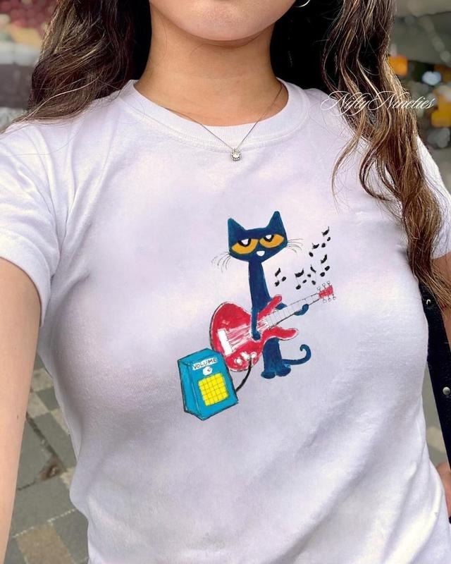 Retro Cool Cat Baby Babytee Y2k Streetwear Vintage Top Guitar Bass Funny 90s Grunge Shirt T-Shirts, Hoodie, Sweatshirt