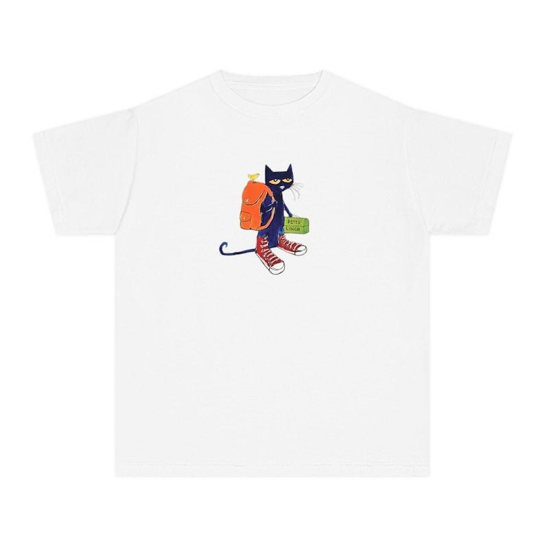 Retro Cool Cat School Baby Tee, Babytee Y2k School Shirt, Quirky Vintage Graphic Top, Y2k Outfit, Funny 90s Tshirt, Cartoon Aesthetic Shirt